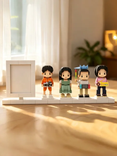 full body customizable 4 people photo frame custom brick figures perfect gifts for family