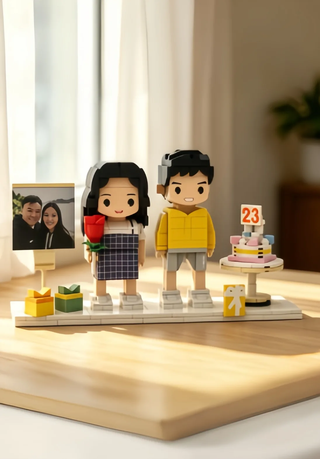 valentines day | full body customized single figure valentine brick doll, small particle building block toy personalized gift for valentine's day couple