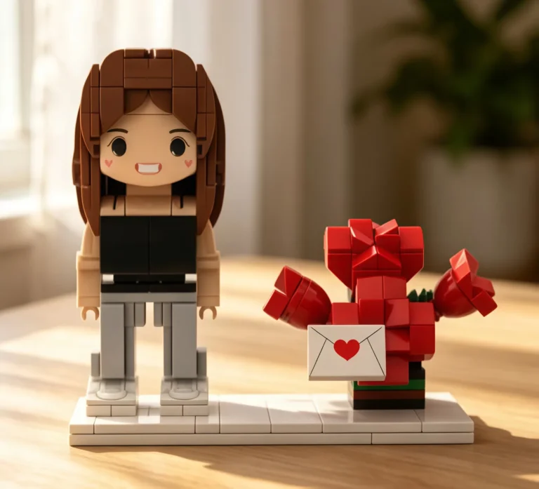 valentines day | full body customized single figure valentine brick doll, small particle building block toy personalized gift for valentine's day couple