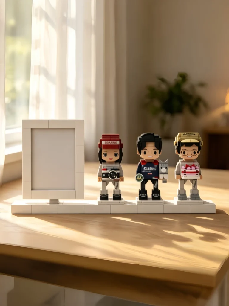 full body customizable 3 people photo frame custom brick figures perfect gifts for family