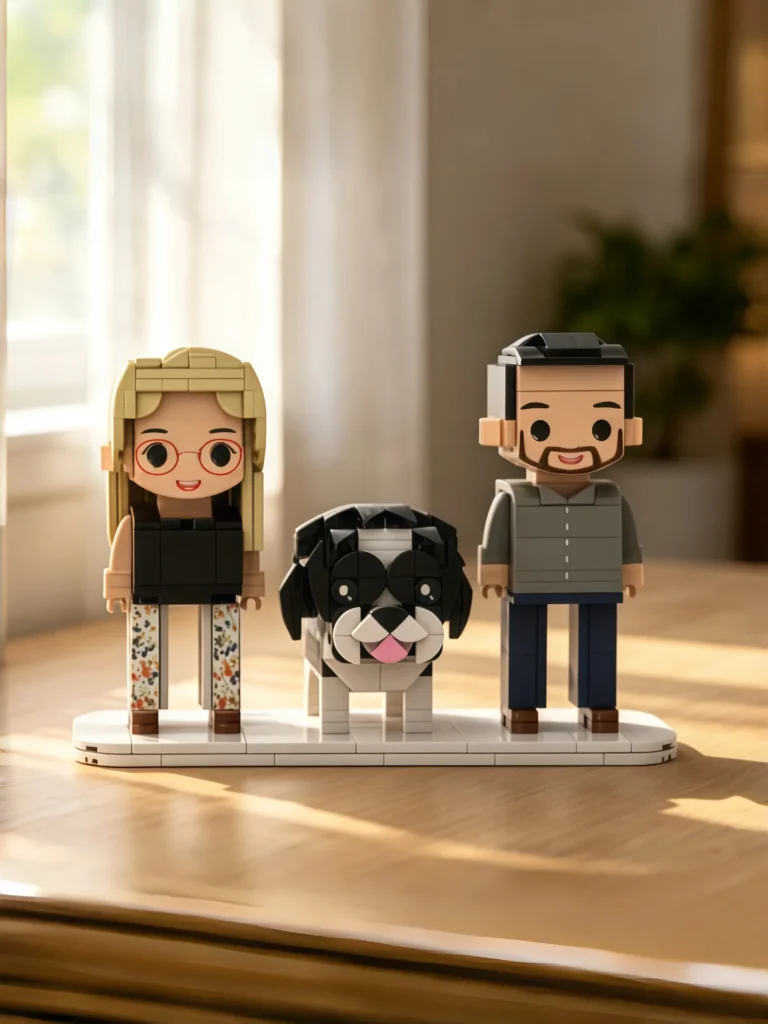 full body personalized 2 people and cute pet custom cute brick figures anniversary gifts