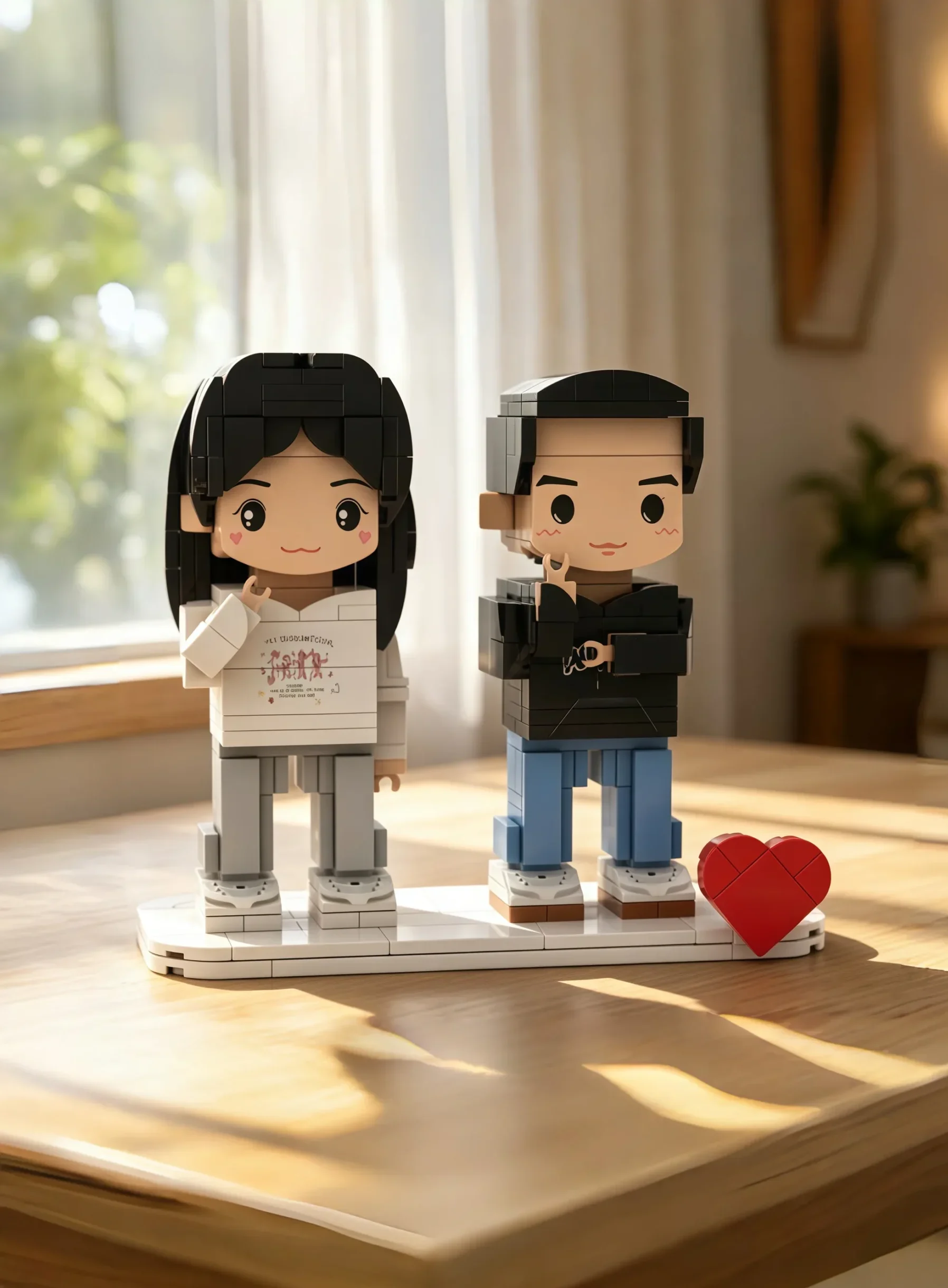 personalized full custom 5‑people portrait building block dolls, unique customized quint‑figure family keepsake souvenir gift